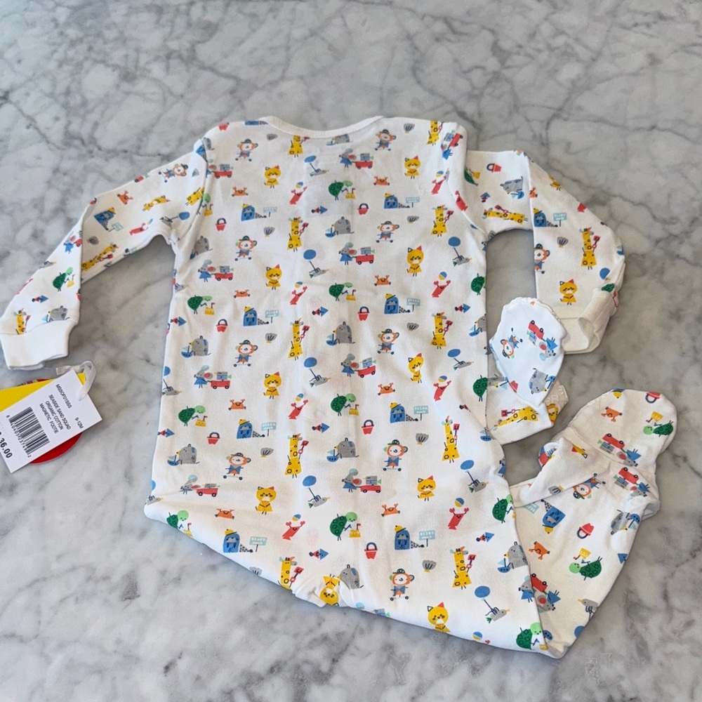NWT Magnetic Me Organic Cotton Colorful Cartoon Print Footie 9/12M - Picture 3 of 3
